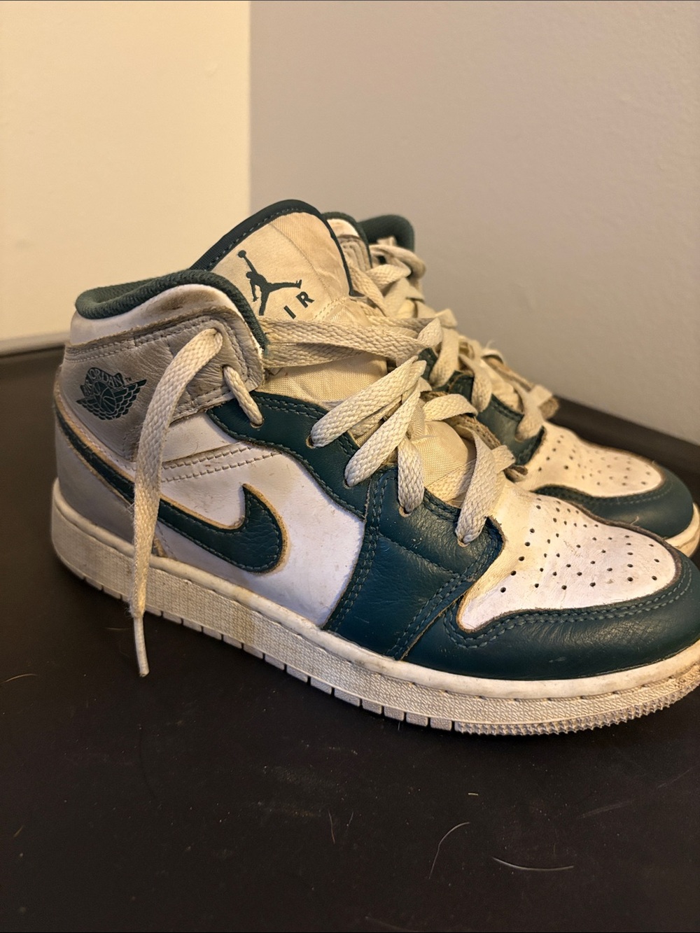 Nike Air Jordan Kids' Mid-Top Sneakers in White and Green